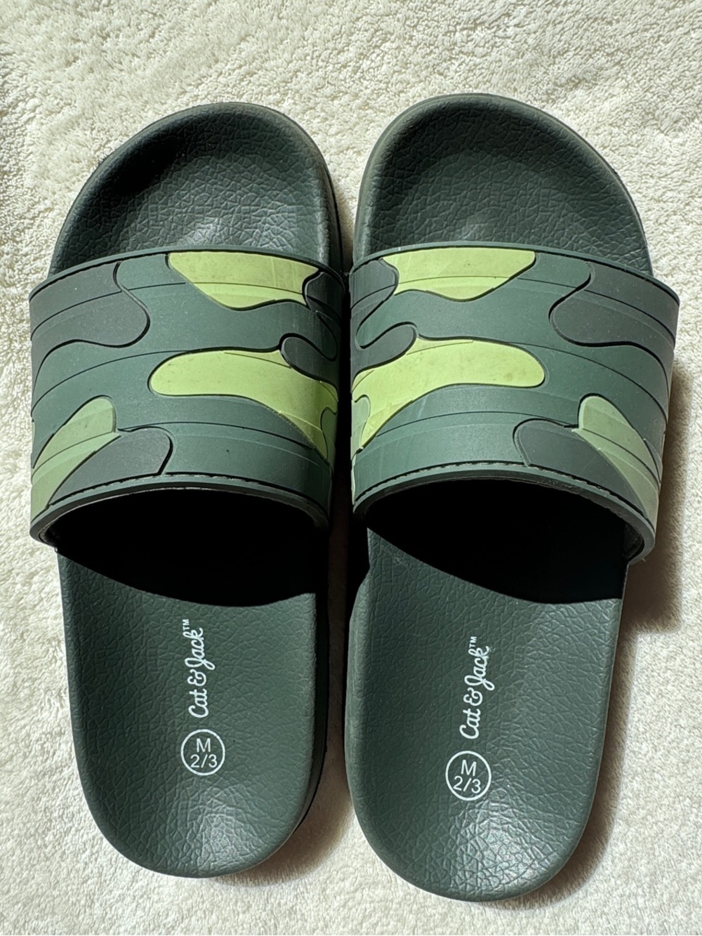 Cat & Jack Olive Green Camo Slide Sandals